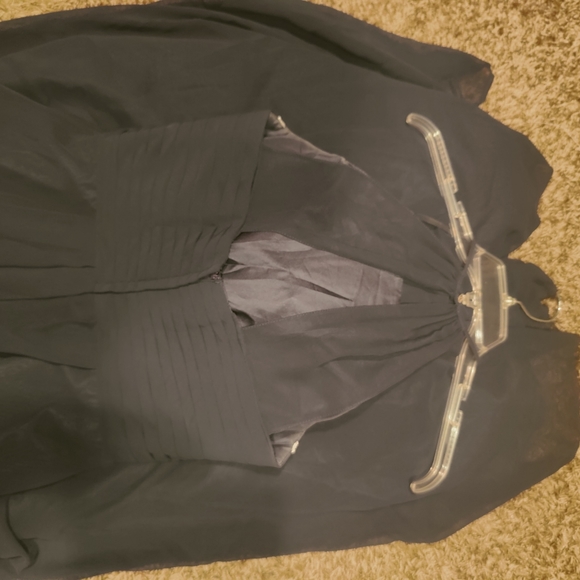 David's Bridal Formal Dress Navy Blue Size 18 Zip Back - Picture 3 of 8